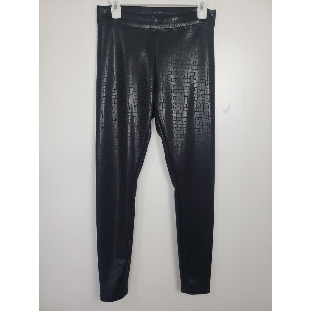 Express Women's Black Faux Snakeskin Croc Leather Leggings Size‎ Small S